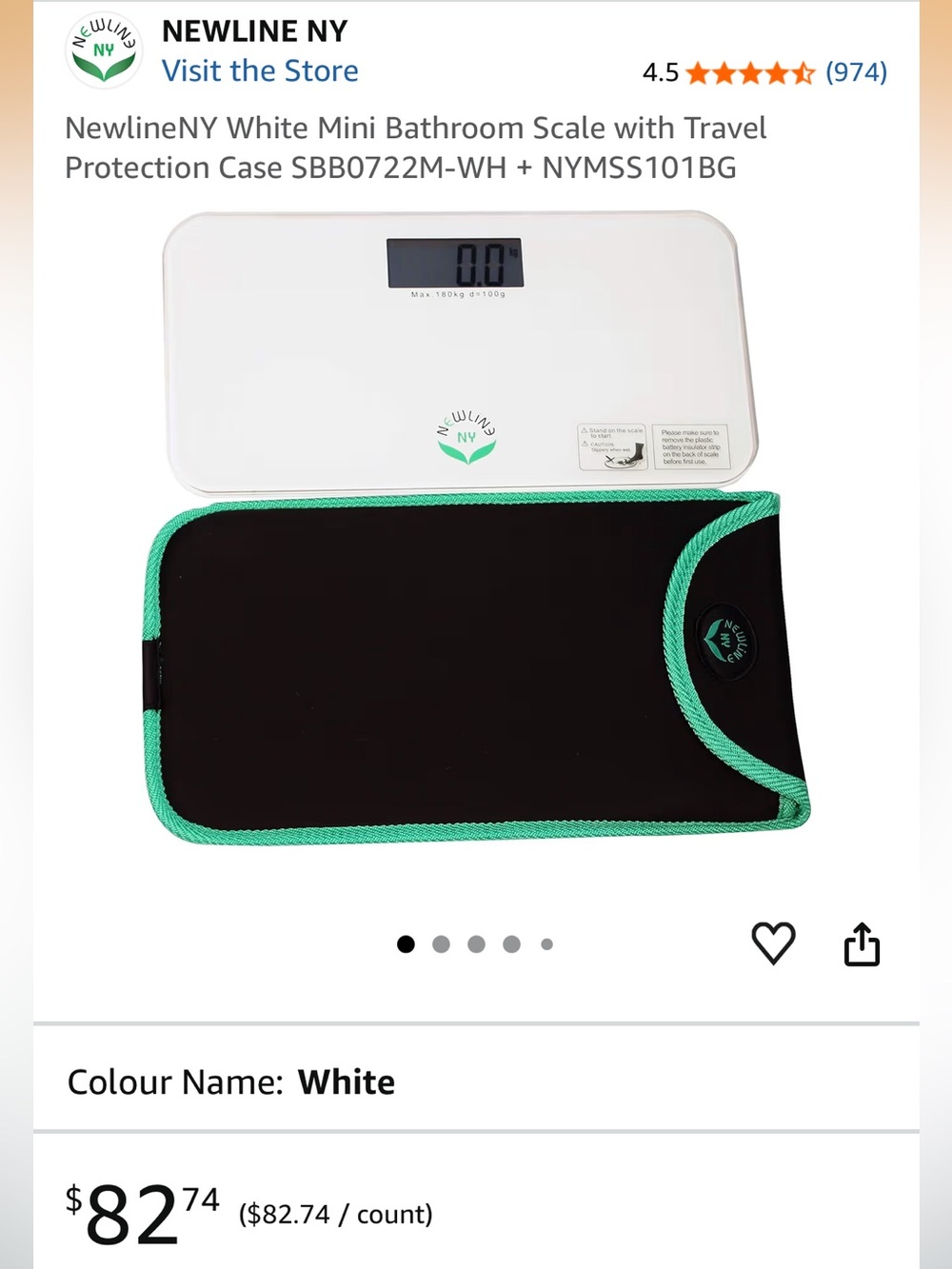 Amazon Newline NY mini bathroom scale with travel case